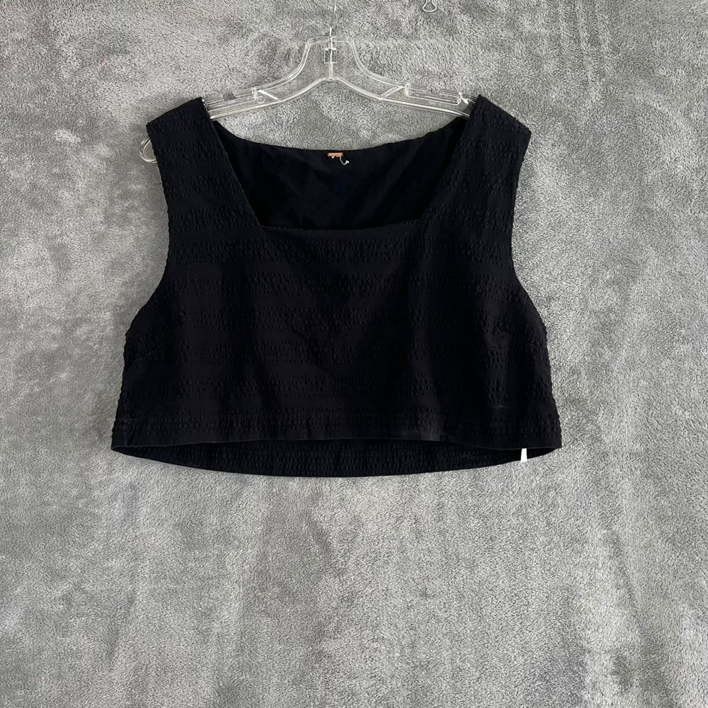 Free‎ People Set for Sunshine Cropped Tank Womens L Black Square Neck